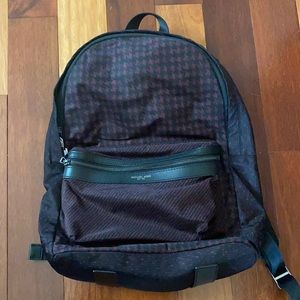 Michael Kors Burgundy and Black Patterned Backpack